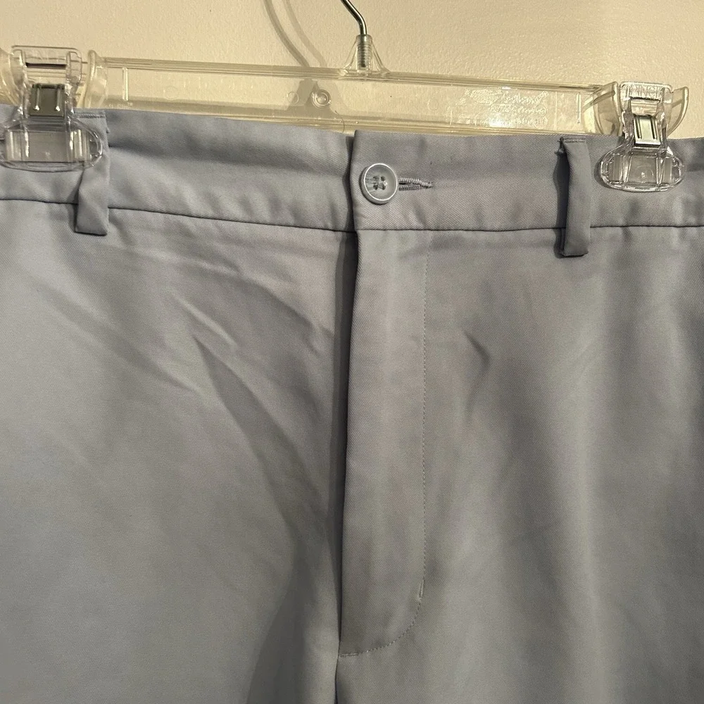 Greg Norman For Tasso Alba Men's Flat Front Chino Golf‎ Shorts Logo Blue 34
